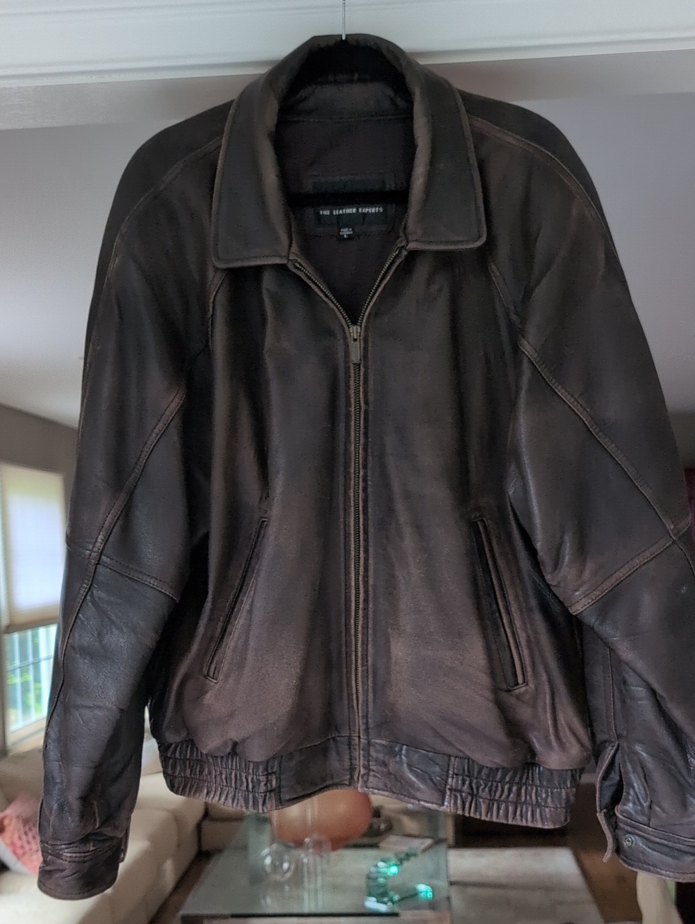 Wilson Vintage Men's Dark Brown Leather Bomber Jacket Size Large